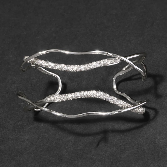 Alexis Bittar Jewelry - ALEXIS BITTAR • Solanales Silver Crystal Intertwined Cuff Bracelet